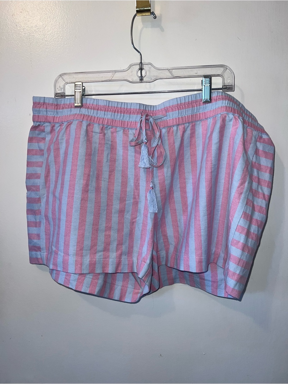 Vineyard Vines Pink and Light Blue Striped Tassel Drawstring Shorts